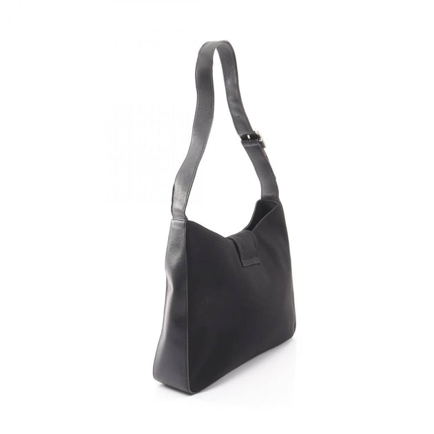 Salvatore Ferragamo Canvas Leather Schultertasche Schwarz Klein 4