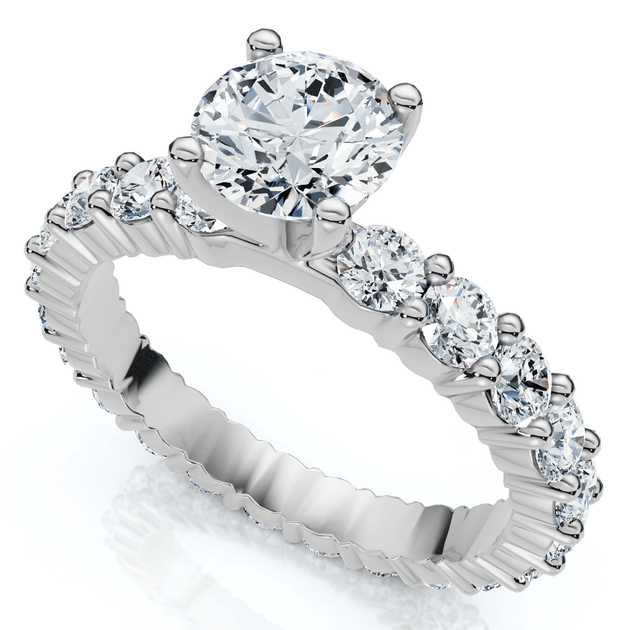 Pompeii3 2.25Ct Diamond Eternity Engagement Ring 14k Gold EF/VS US 5 5