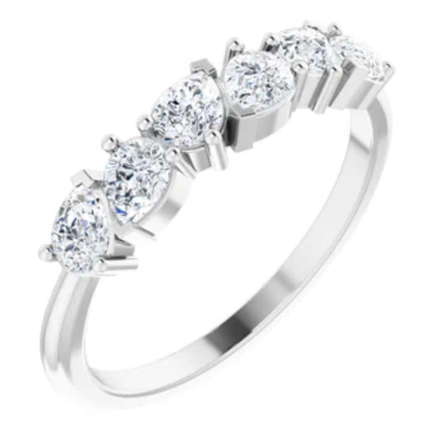 Pompeii3 1.33Ct Pear Shaped Diamond Anniversary Band 14k Gold US 7 5