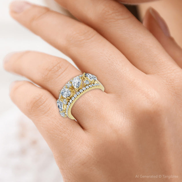 Pompeii3 Multi-Shape Cluster Diamond Ring Gold US 9.5 6