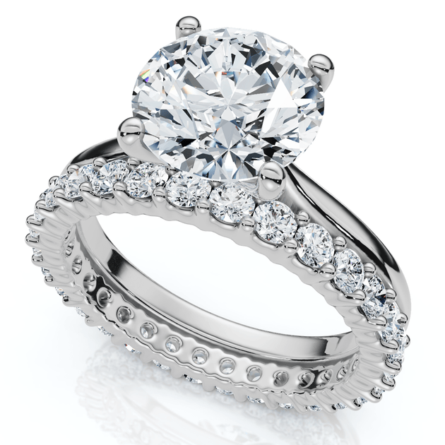 Pompeii3 Solitaire Diamond Ring & Eternity Band Silver US 8.5 3