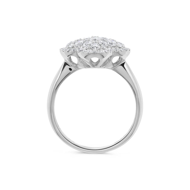 H.J. Namdar Clover Cluster Ring White Gold US 6 4
