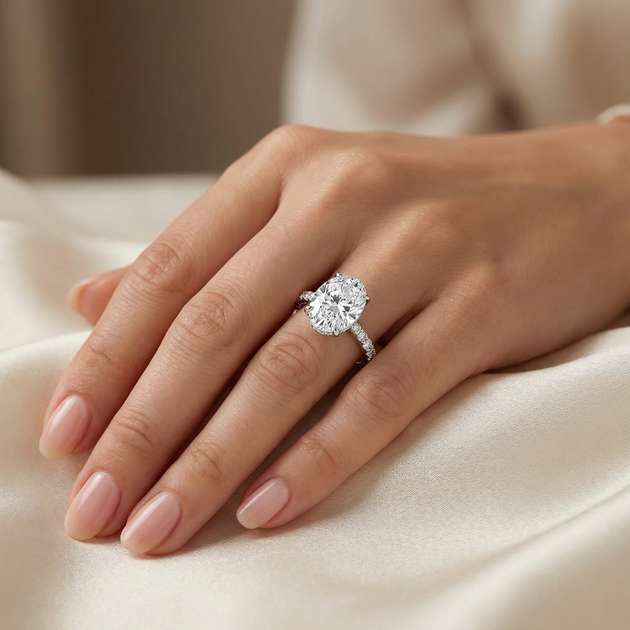 Pompeii3 Hidden Halo Diamond Engagement Ring 14k Gold US 5.5 6