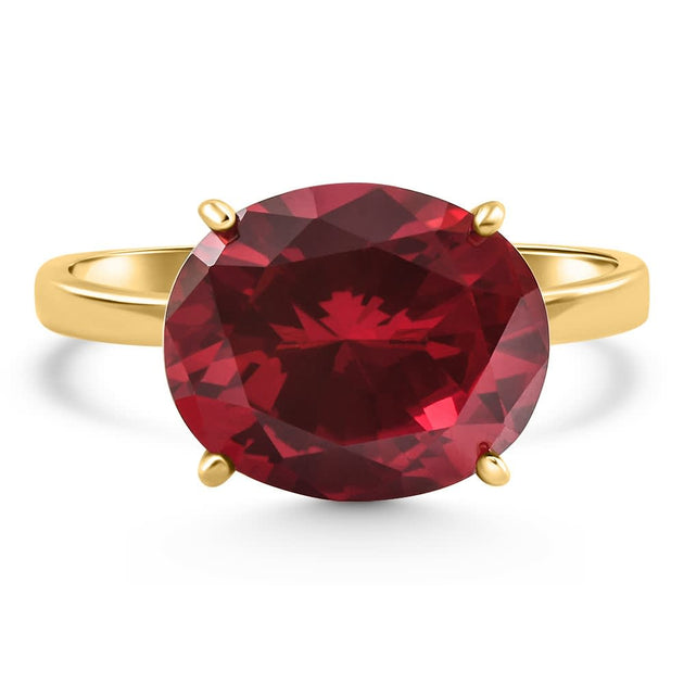 Pompeii3 Ruby Sideways Solitaire Ring 14k Yellow Gold US 6.5 2