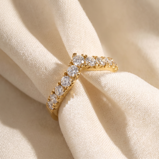 Pompeii3 Graduated Diamond Contour Ring 14k Gold US 4.5 4