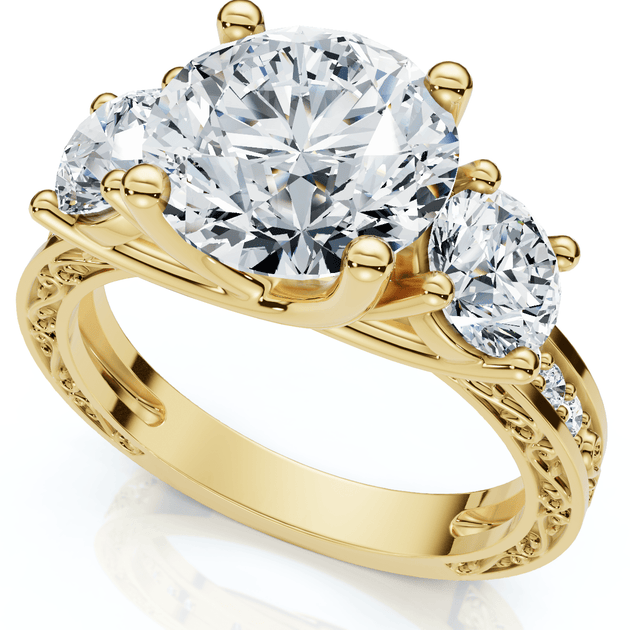 Pompeii3 Round Cut Diamond Engagement Ring 14k Gold US 7.5 2
