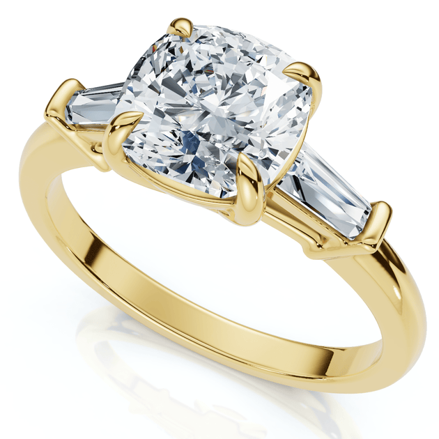 Pompeii3 1 1/4ct Cushion & Baguette Diamond Engagement Ring 14k Gold/Platinum US 6 2