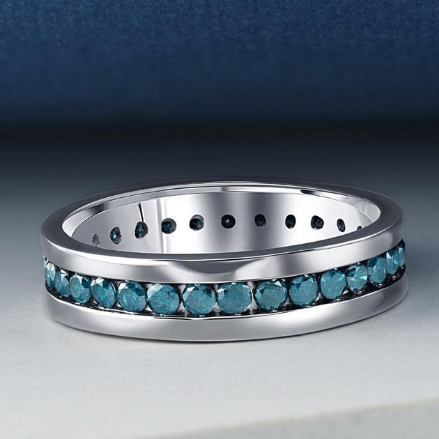 Pompeii3 1.2ct Blue Diamond Eternity Ring White Gold US 11 3