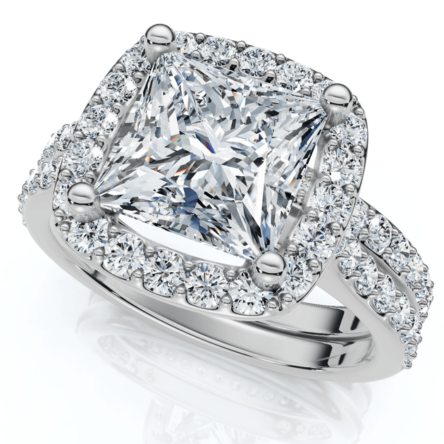 Pompeii3 Princess Cut Diamond Engagement Wedding Ring Set 14k US 4.5 4