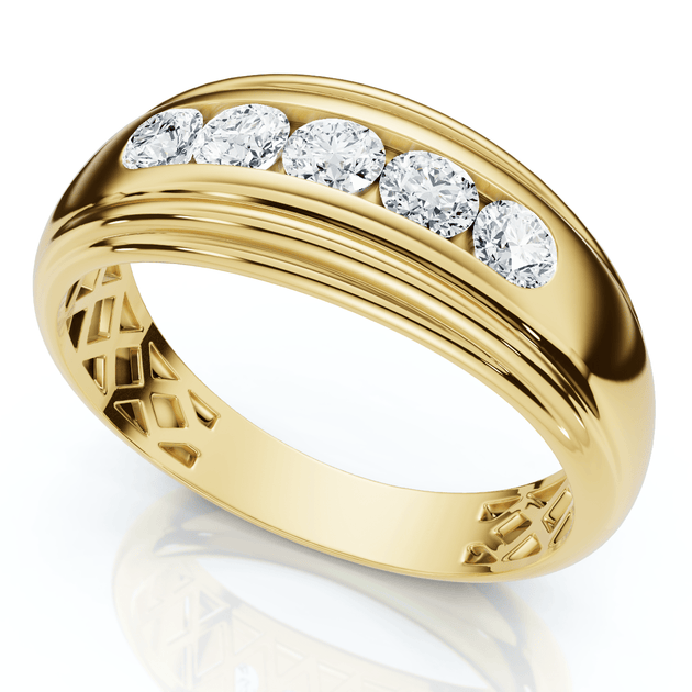 Pompeii3 5-Stone Diamond Wedding Ring Gold 6.5 2