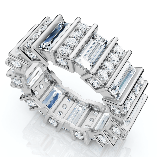 Pompeii3 6ct Emerald Cut Diamond Eternity Ring 14k Gold US 8 4