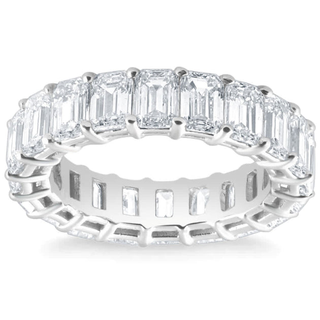 Pompeii3 6Ct Emerald Cut Diamond Eternity Ring White Gold US 9 3