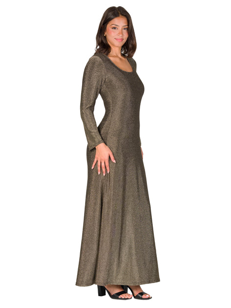 24seven Comfort Apparel Scoop Neck Long Sleeve Maxi Dress Black Medium 3