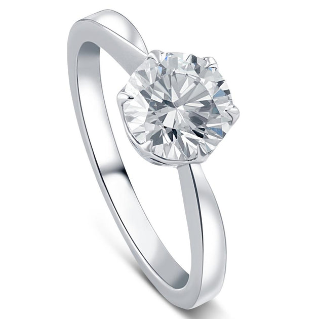 Pompeii3 Solitaire Lab Grown Diamond Engagement Ring 14k Gold & Platinum Multi US 4.5 4