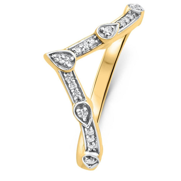Pompeii3 V Shape Diamond Guard Ring Gold US 6 5