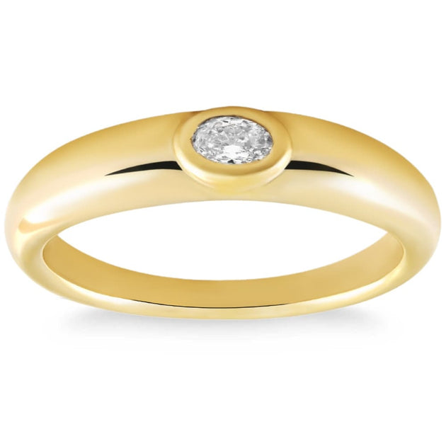 Pompeii3 Oval Diamond 14k Yellow Gold Stackable Dome Band US 6.5 2