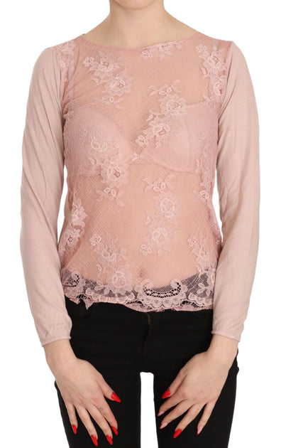 Pink Memories See Through Long Sleeve Top Pink Small 2