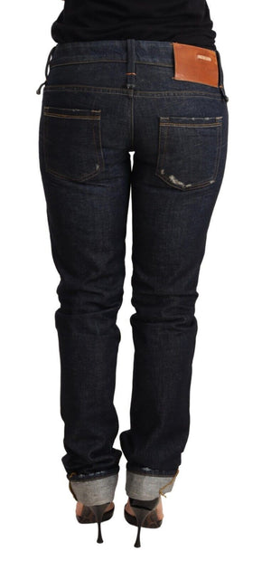Acht Cotton Slim Fit Folded Hem Jeans Dark Blue W26 4