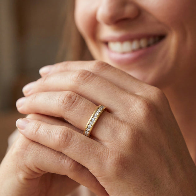 Pompeii3 Lab Grown Diamond Eternity Ring 14k Gold Multi US 4.5 6
