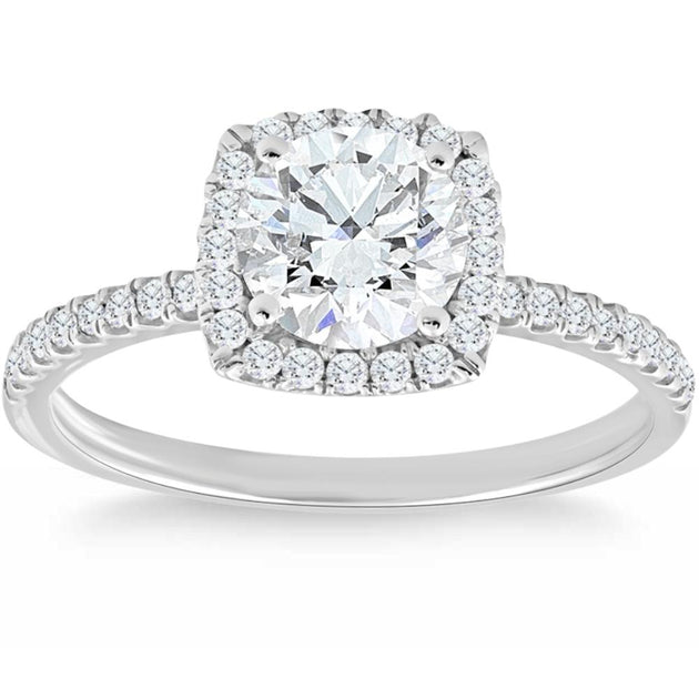 Pompeii3 1.75 Ct TW Lab Grown Diamond Cushion Halo Engagement Ring White US 7 4