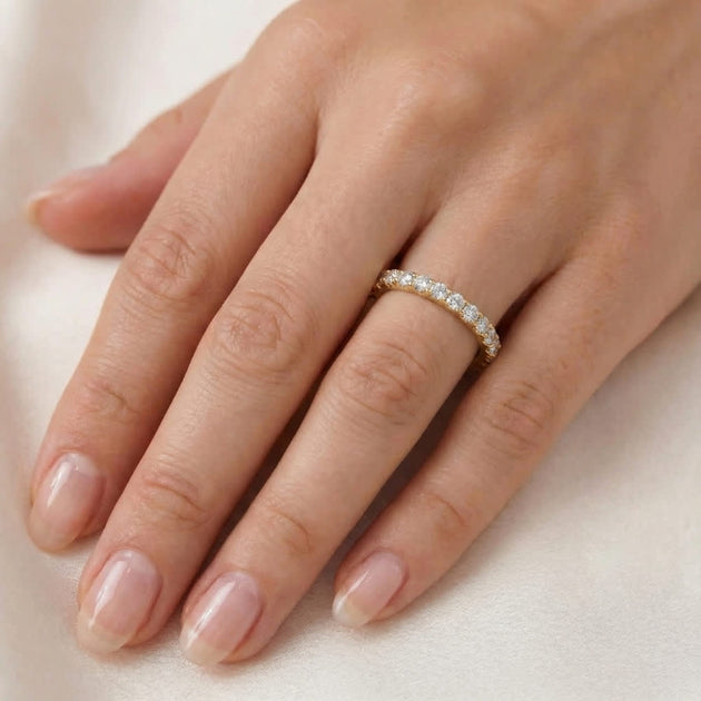 Pompeii3 0.84Ct Women's Diamond 3/4 Eternity Wedding Ring 14k Gold US 10 6