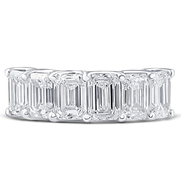 Pompeii3 6Ct Emerald Cut Diamond U Prong Ring White Gold US 4 4