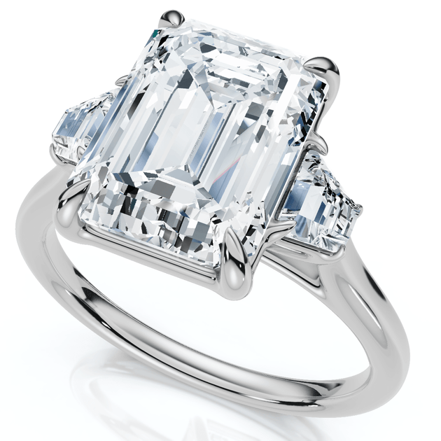 Pompeii3 3.5Ct Emerald Cut Diamond Engagement Ring Silver US 6.5 3