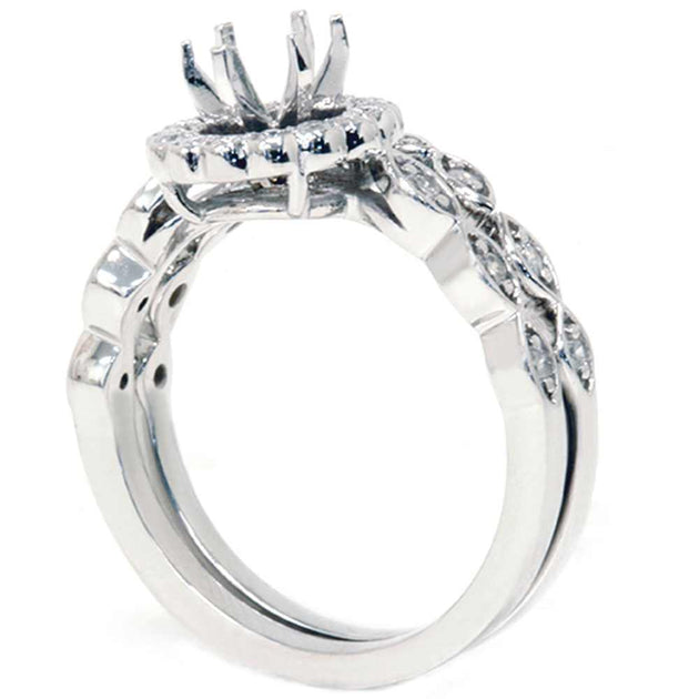 Pompeii3 1/2ct Vintage Diamond Ring Semi Mount Bridal Set 14K White Gold US 6.5 3