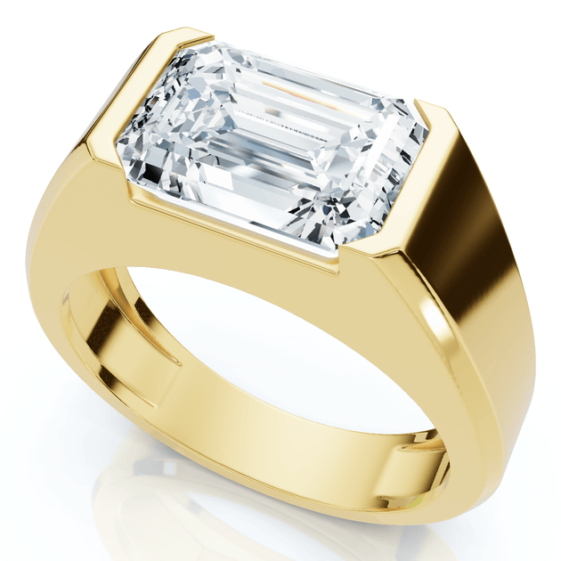 Pompeii3 3Ct Emerald Cut Half Bezel Diamond Ring US 8 2