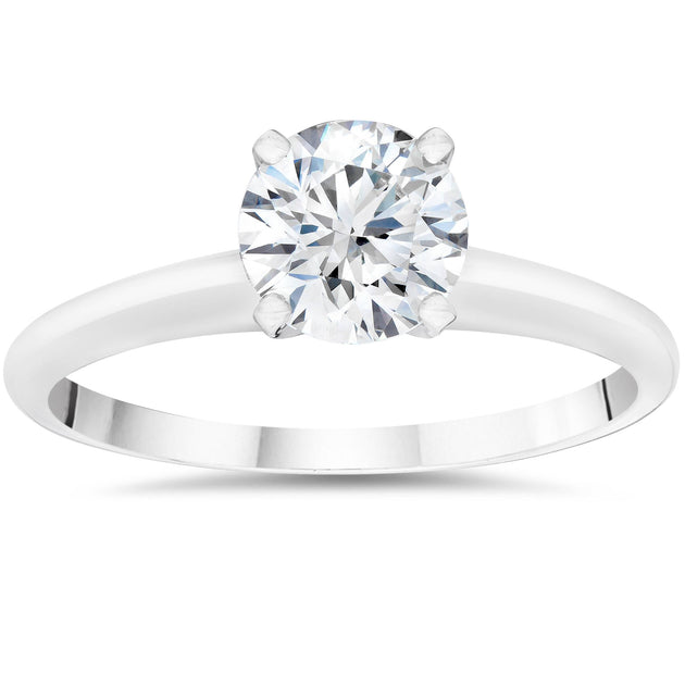 Pompeii3 Lab Created Diamond Solitaire Engagement Ring 14K White Gold US 5 2