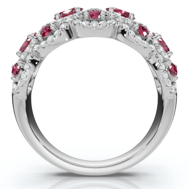 Pompeii3 1Ct Wavy Ruby & Diamond Ring 14k Gold Multi US 9 4