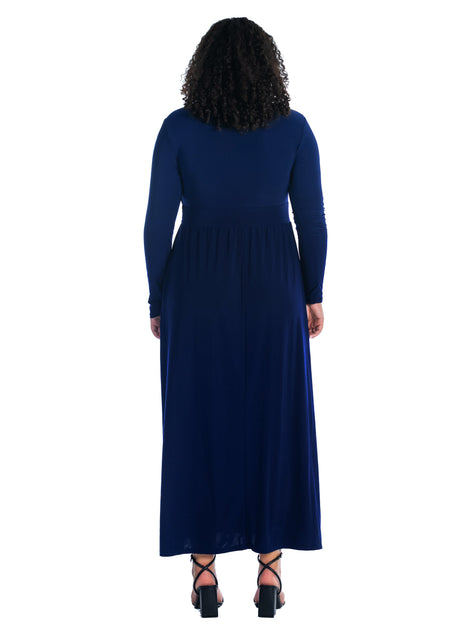 24seven Comfort Apparel Plus Maxikleid Blau 2X 4