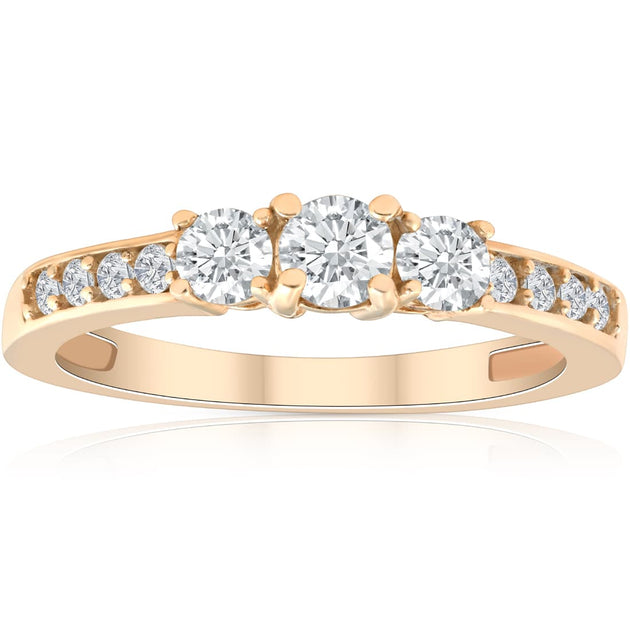 Pompeii3 Three Stone Ring Yellow Gold US 7 2