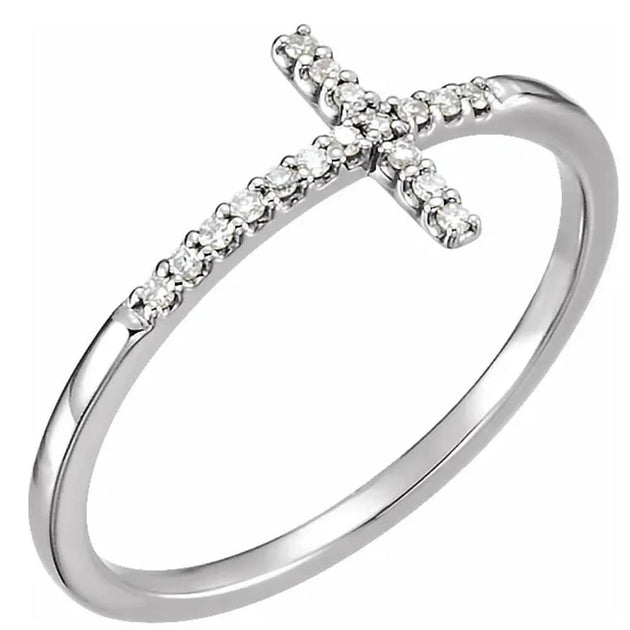Pompeii3 Sideways Cross Diamond Ring White Gold US 6 2