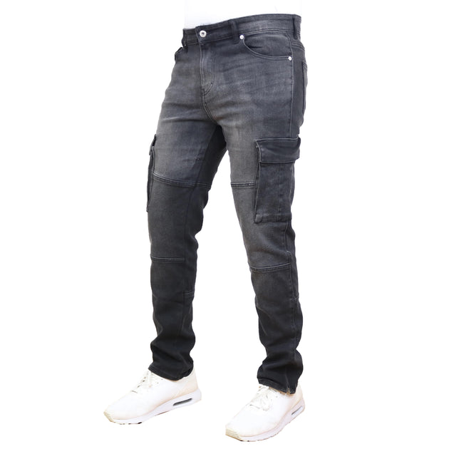 Blue Ice Men's Stretch Cargo Jeans Black 38x32 2