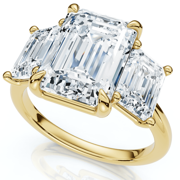 Pompeii3 3-Stone Emerald Cut Diamond Engagement Ring Silver US 8.5 2