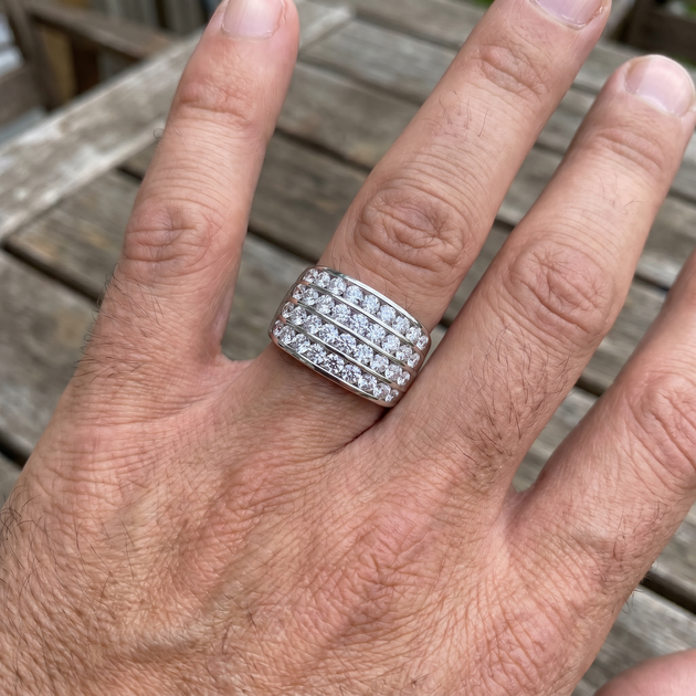 Pompeii3 Multi Row Diamond Band Gold US 12 6