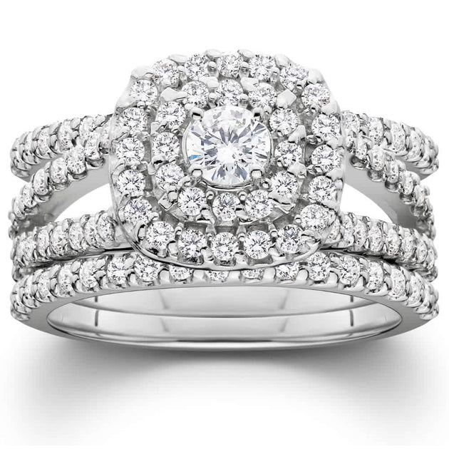Pompeii3 1.25Ct Diamond Engagement Ring Set White Gold US 7.5 2