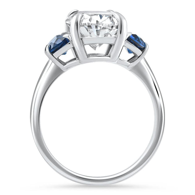 Pompeii3 Oval Diamond Blue Sapphire Ring White Gold US 8 4