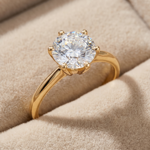 Pompeii3 Solitaire Engagement Ring Yellow Gold US 6.5 4