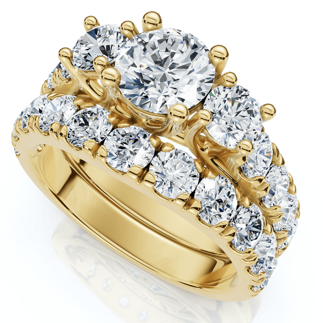 Pompeii3 3-Stone Diamond Engagement Wedding Ring Set Silver US 7.5 2