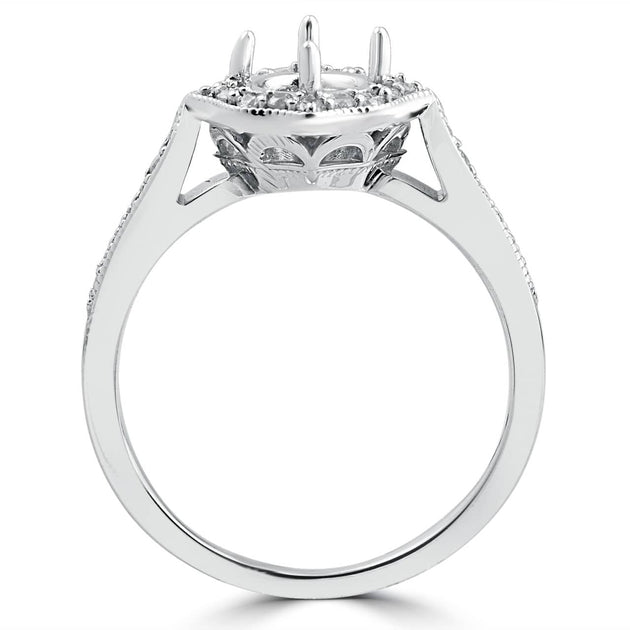 Pompeii3 Vintage Halo Diamond Engagement Ring Setting 14k White Gold US 4 4