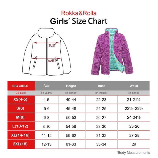 Rokka & Rolla Girls Reversible Puffer Coat Multi US 10-12 3