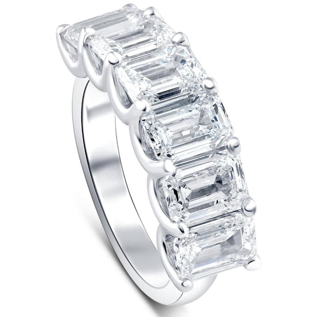 Pompeii3 6Ct Emerald Cut Diamond U Prong Ring White Gold US 4 3
