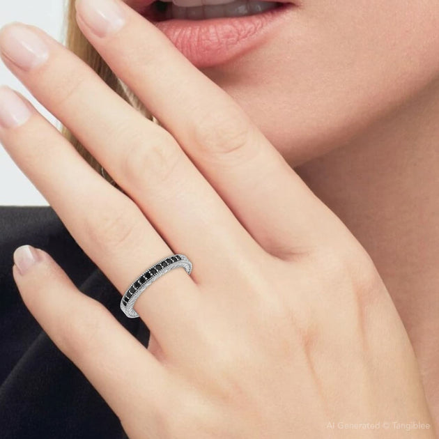 Pompeii3 1/6ct Black Diamond Anniversary Ring Multi US 6 4