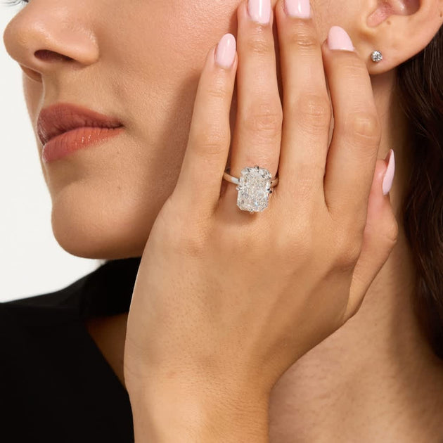 Pompeii3 Radiant Diamond Solitaire Engagement Ring Gold/Platinum US 4 3