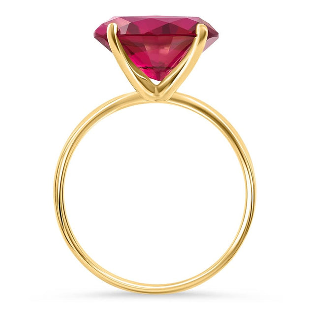 Pompeii3 Ruby Sideways Solitaire Ring 14k Yellow Gold US 6.5 3