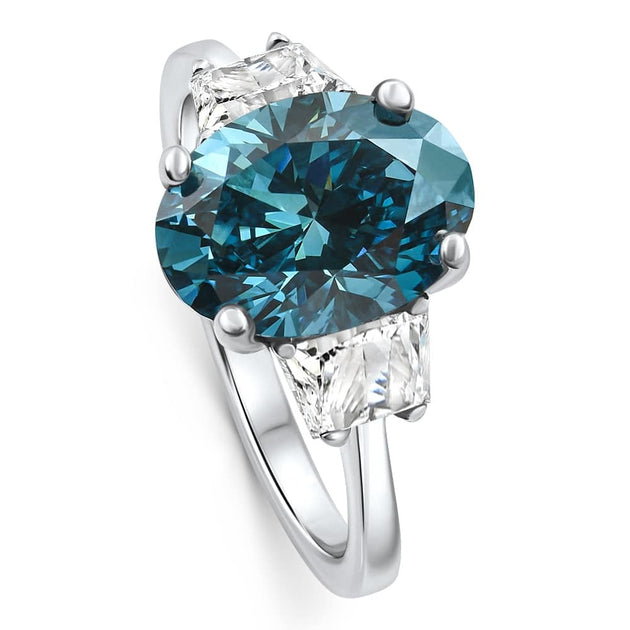 Pompeii3 3.63Ct Blue Oval Diamond Engagement Ring 14k White Gold US 6.5 4