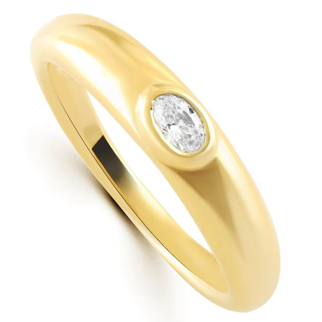 Pompeii3 Oval Diamond 14k Yellow Gold Stackable Dome Band US 6.5 4
