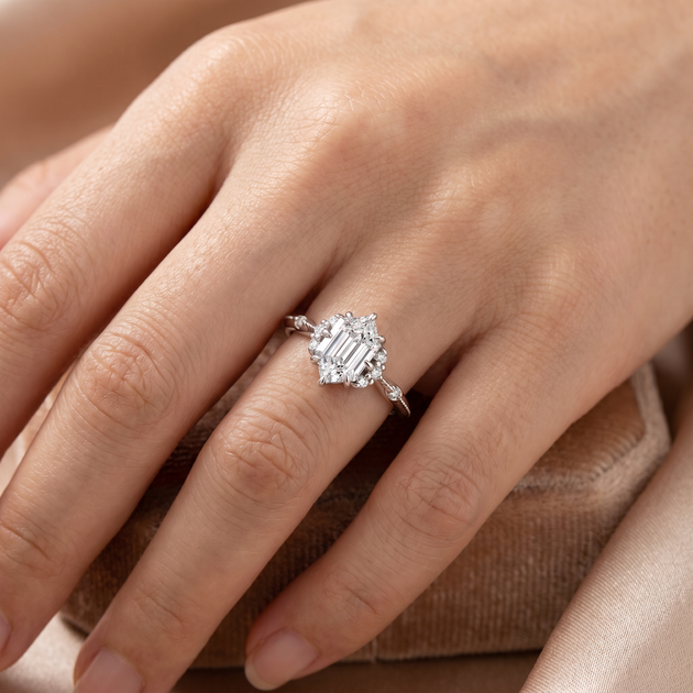 Pompeii3 Elongated Hexagon Diamond Engagement Ring Gold US 9 4